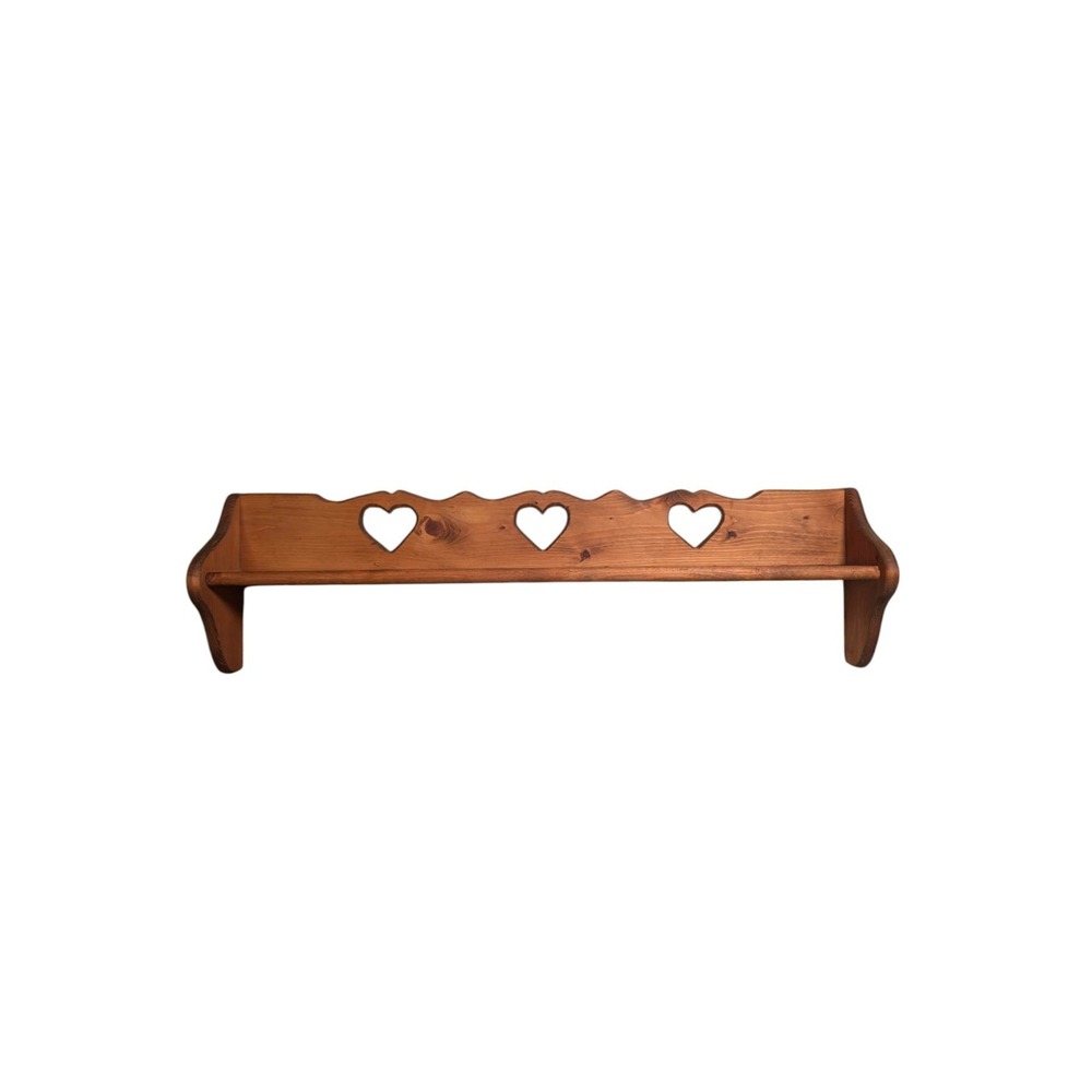 Vintage Wood Heart Wall Shelf 37" Grannycore Cottagecore